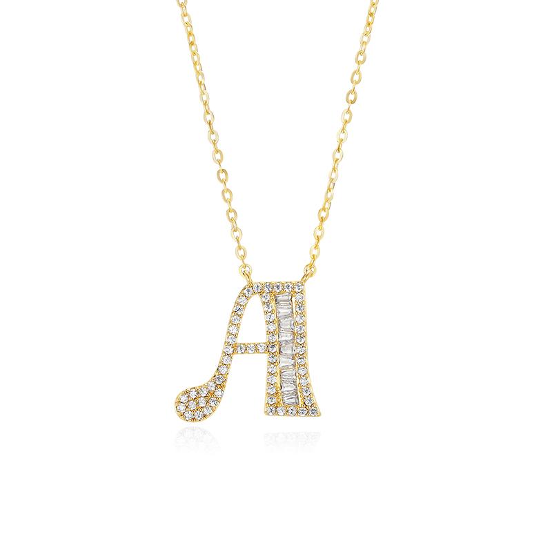 Letter Round Cut Sterling Silver Necklace