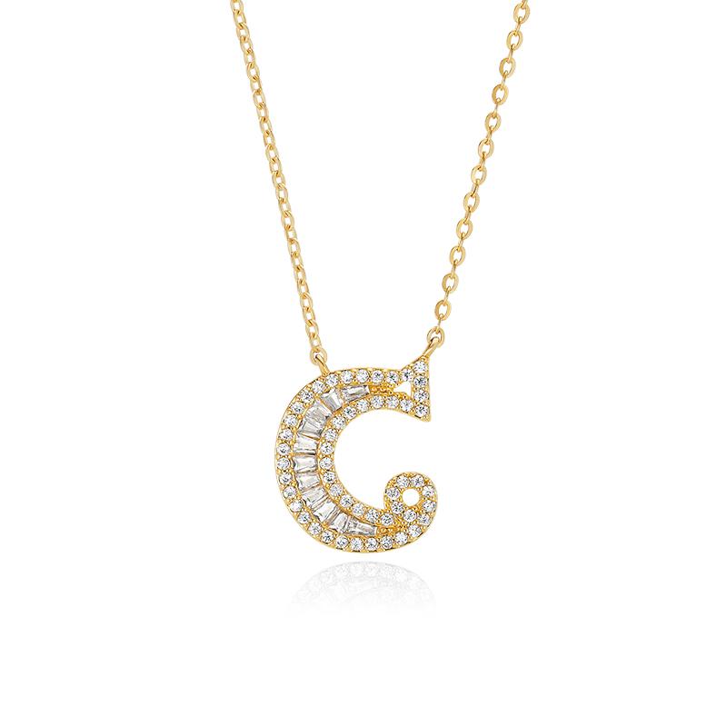 Letter Round Cut Sterling Silver Necklace