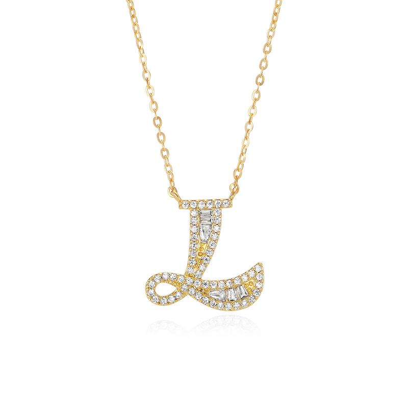 Letter Round Cut Sterling Silver Necklace