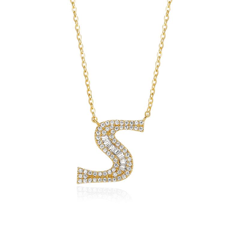 Letter Round Cut Sterling Silver Necklace