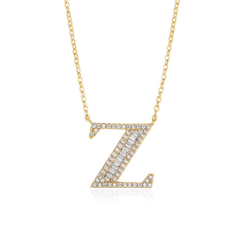 Letter Round Cut Sterling Silver Necklace