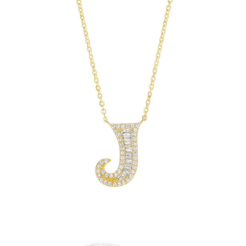 Letter Round Cut Sterling Silver Necklace