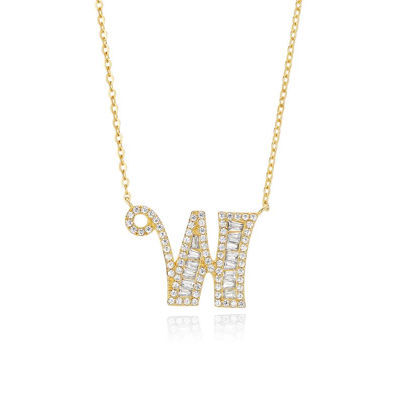 Letter Round Cut Sterling Silver Necklace