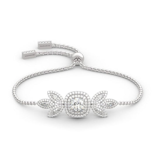Double Halo Cushion Cut Sterling Silver Bracelet-JE-Juri Elle