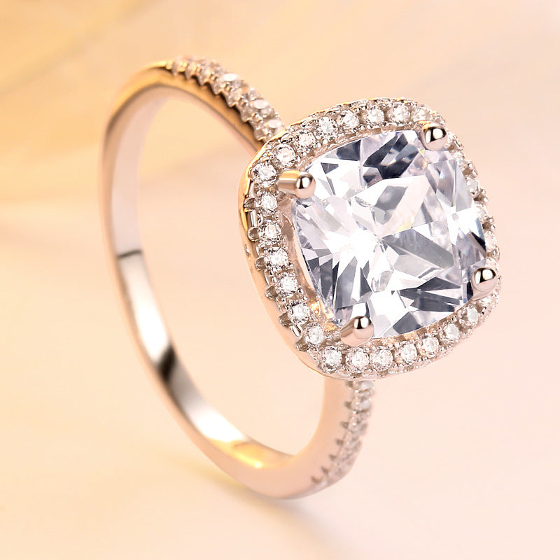 Luxurious Radiant Cut Sterling Silver Ring-TL-Juri Elle