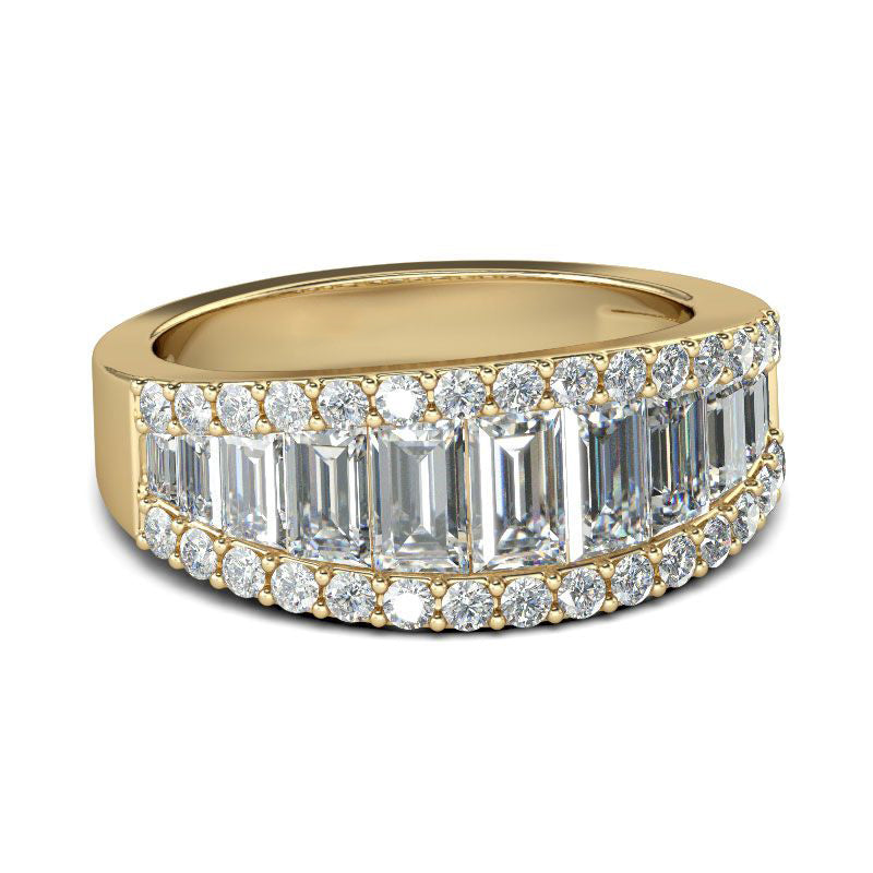 Gold Tone Vintage Baguette Cut Sterling Silver Women's Band