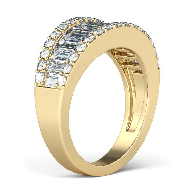 Gold Tone Vintage Baguette Cut Sterling Silver Women's Band