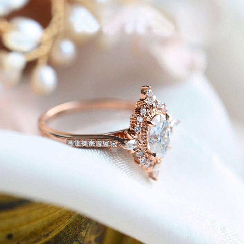 Oval Cut Vintage Synthetic Morganite Sterling Silver Ring