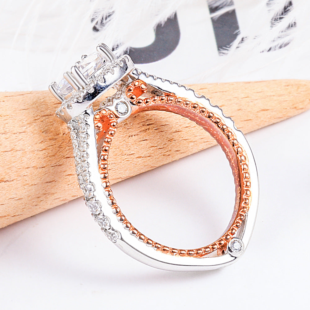 Glittering Diamond Round Cut Sterling Silver Ring