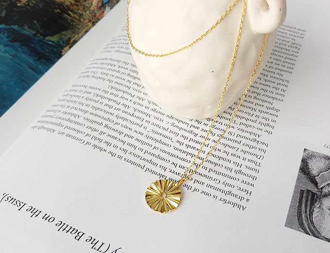Golden Irregular Round Sterling Silver Necklace