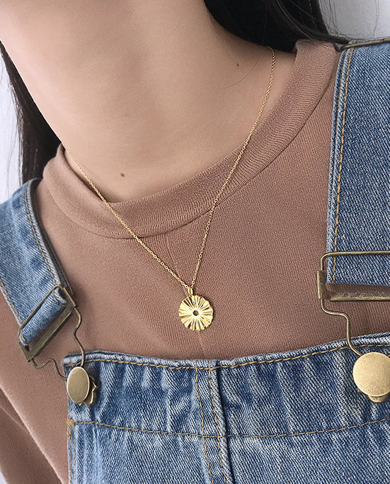 Golden Irregular Round Sterling Silver Necklace