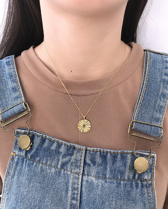 Golden Irregular Round Sterling Silver Necklace