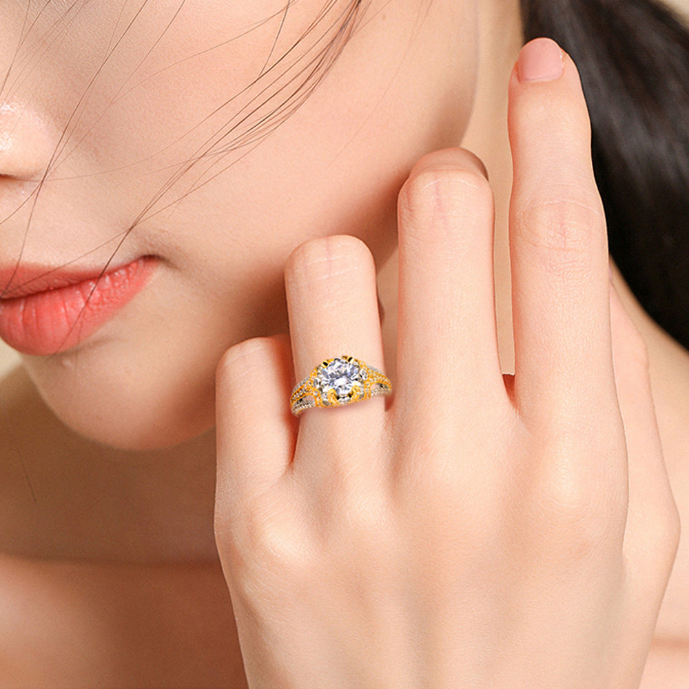Gorgeous Round Cut Meteorite Silver Ring