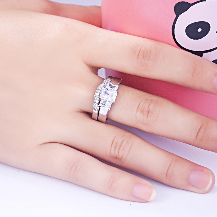 Elegant Baguette Cut Sterling Silver Ring-TL-Juri Elle