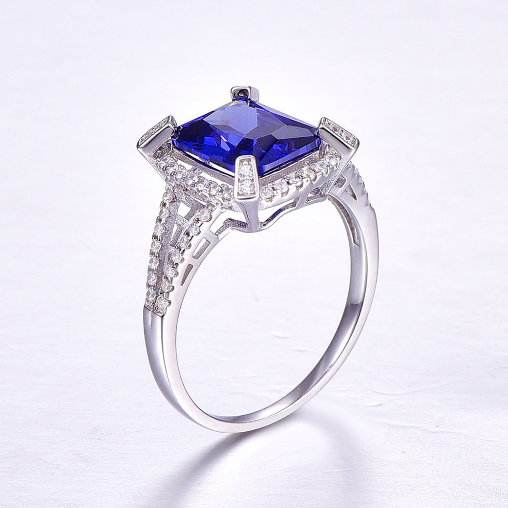 Vintage Radiant Cut Sterling Silver Ring-ZX-Juri Elle