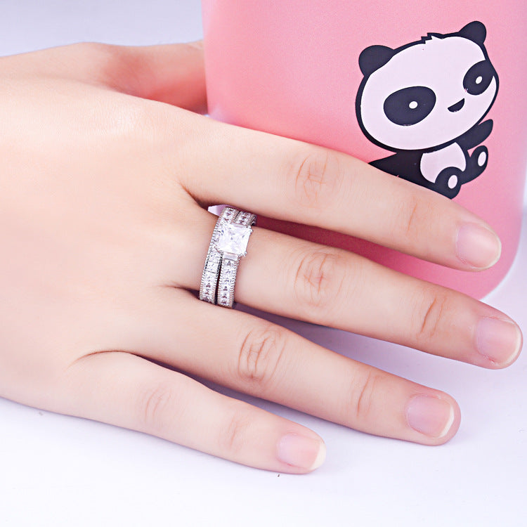 Eternity Princess Cut Sterling Silver Ring-TL-Juri Elle