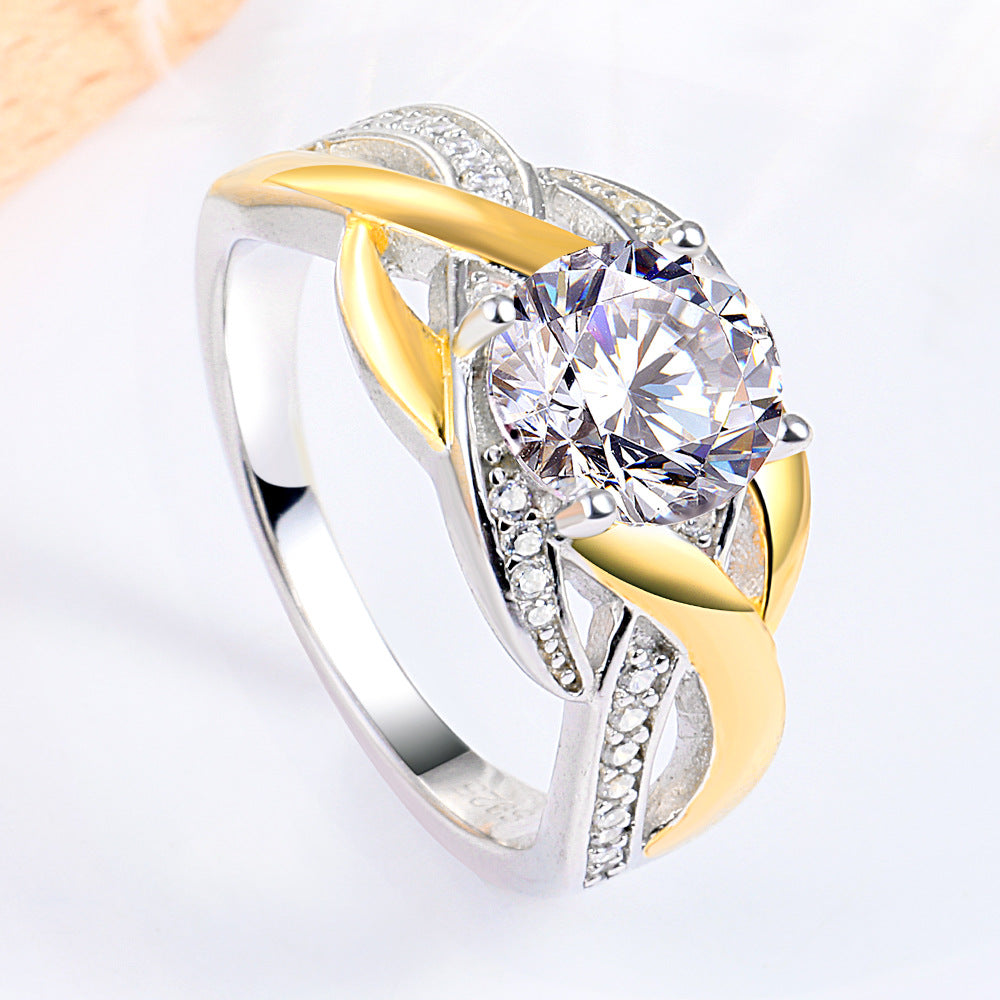 Staggered Ribbon Round Cut Meteorite Silver Ring