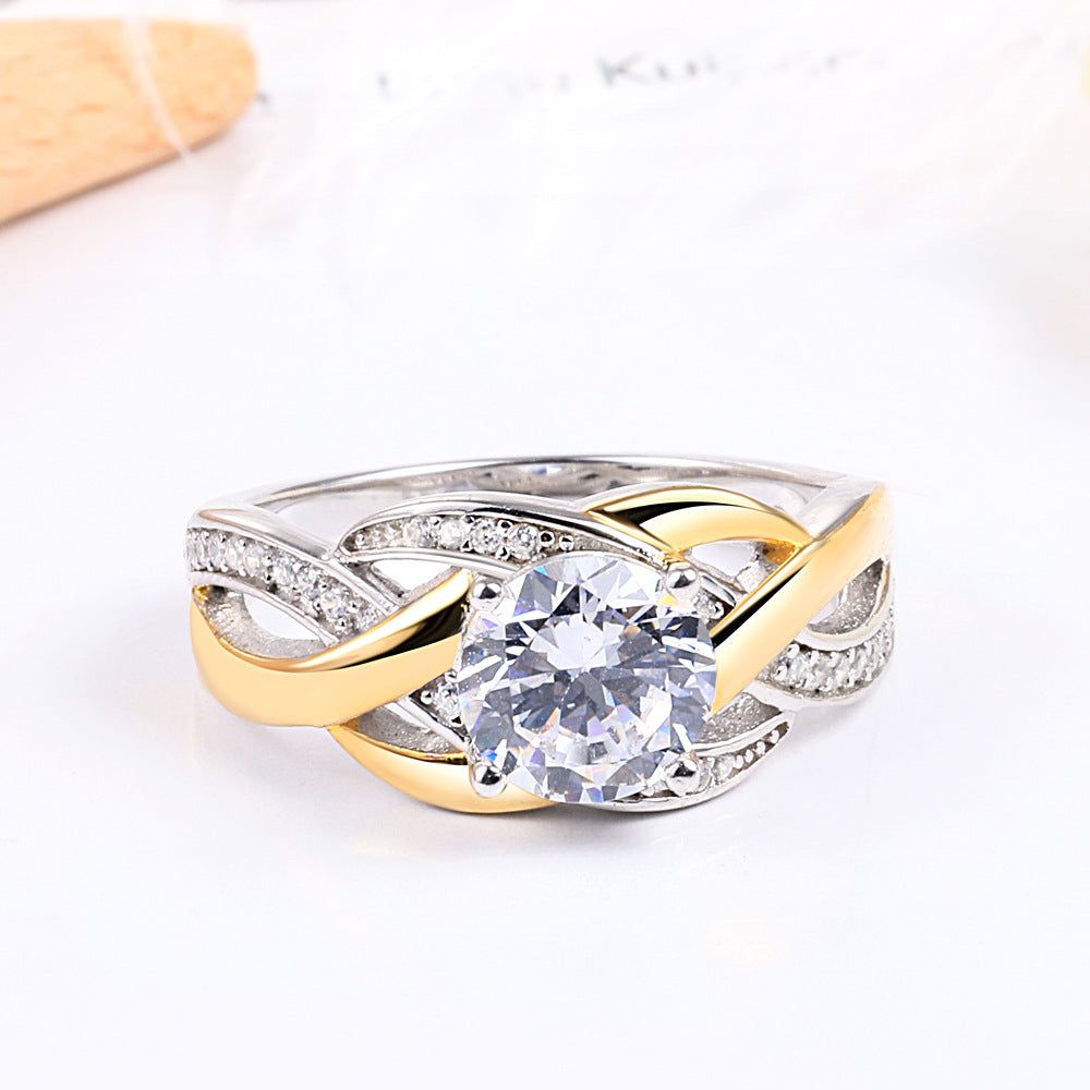 Staggered Ribbon Round Cut Meteorite Silver Ring
