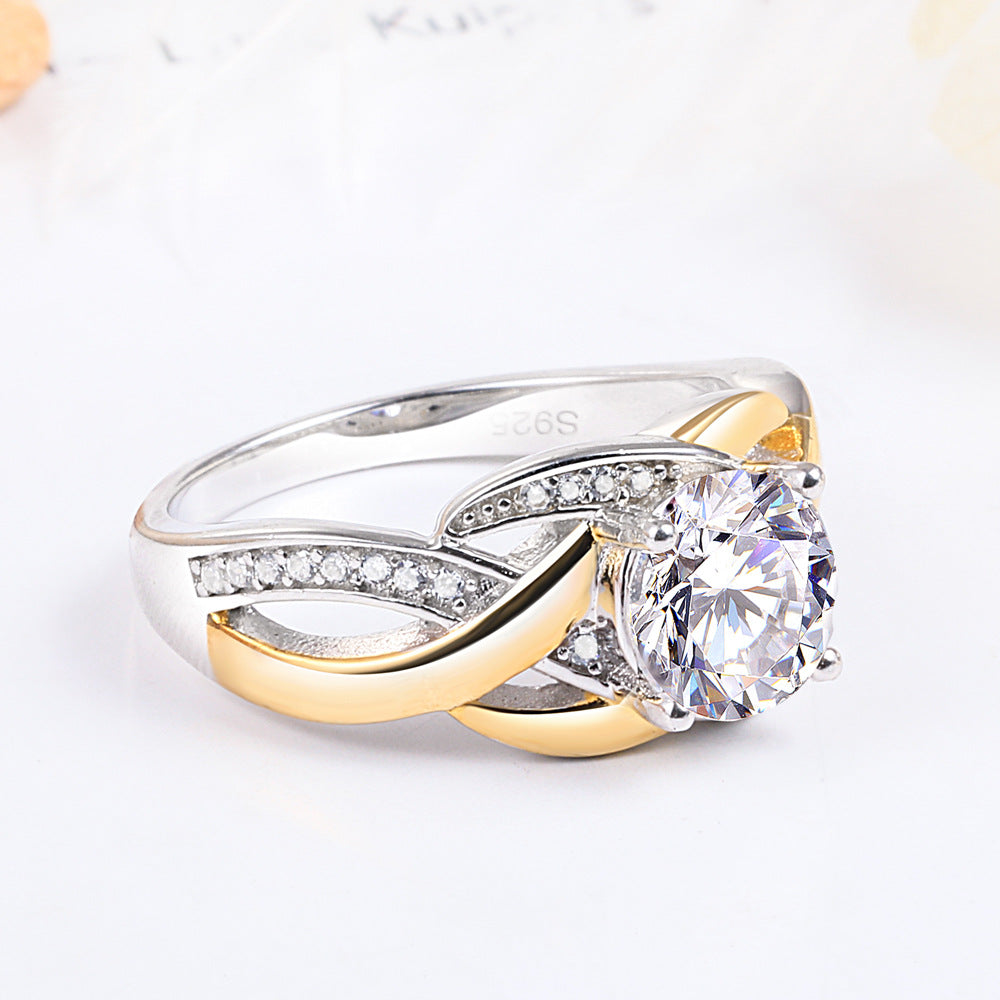 Staggered Ribbon Round Cut Meteorite Silver Ring