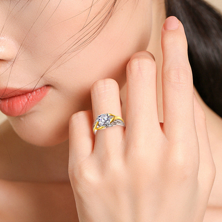 Staggered Ribbon Round Cut Meteorite Silver Ring