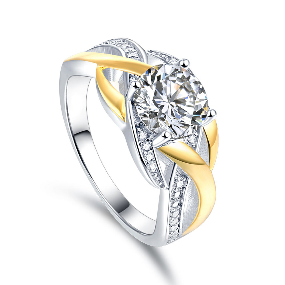Staggered Ribbon Round Cut Meteorite Silver Ring