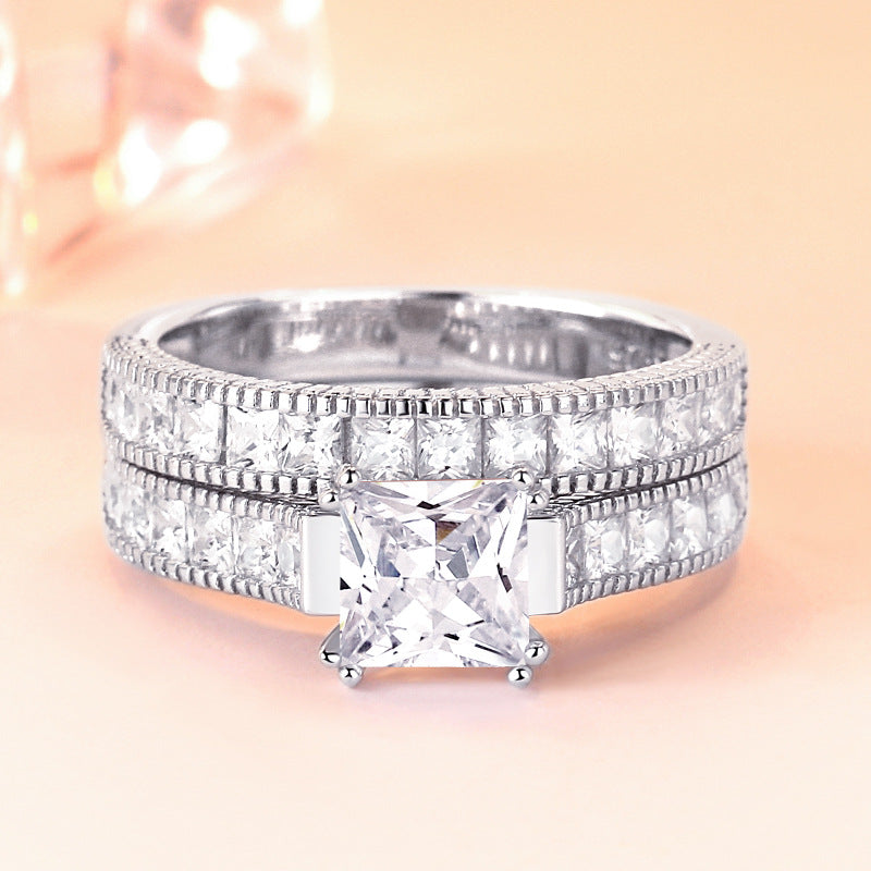 Eternity Princess Cut Sterling Silver Ring-TL-Juri Elle