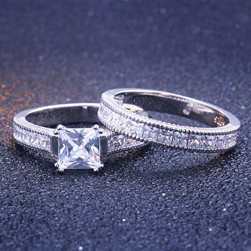 Eternity Princess Cut Sterling Silver Ring-TL-Juri Elle
