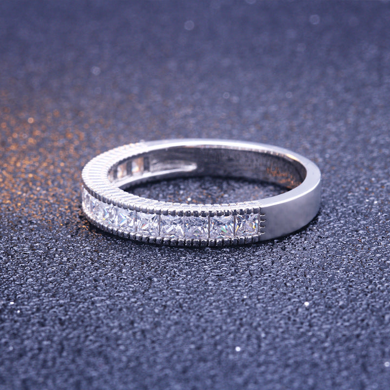 Eternity Princess Cut Sterling Silver Ring-TL-Juri Elle