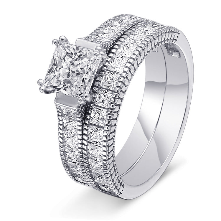 Eternity Princess Cut Sterling Silver Ring-TL-Juri Elle