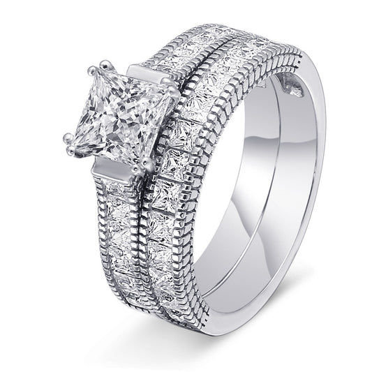 Eternity Princess Cut Sterling Silver Ring-TL-Juri Elle