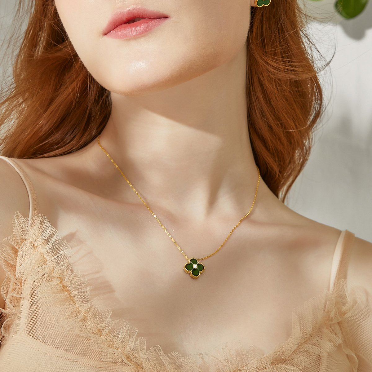 Pleasingly Simple Resin Round Cut Plated 14K Gold Necklace