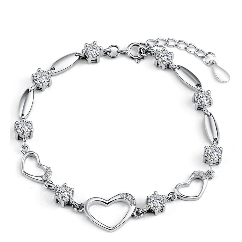 Heart Shape Sterling Silver Bracelet-JE-Juri Elle