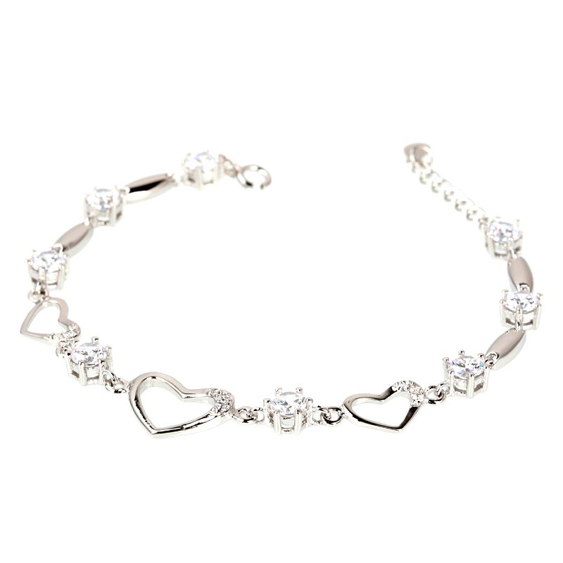 Heart Shape Sterling Silver Bracelet-JE-Juri Elle