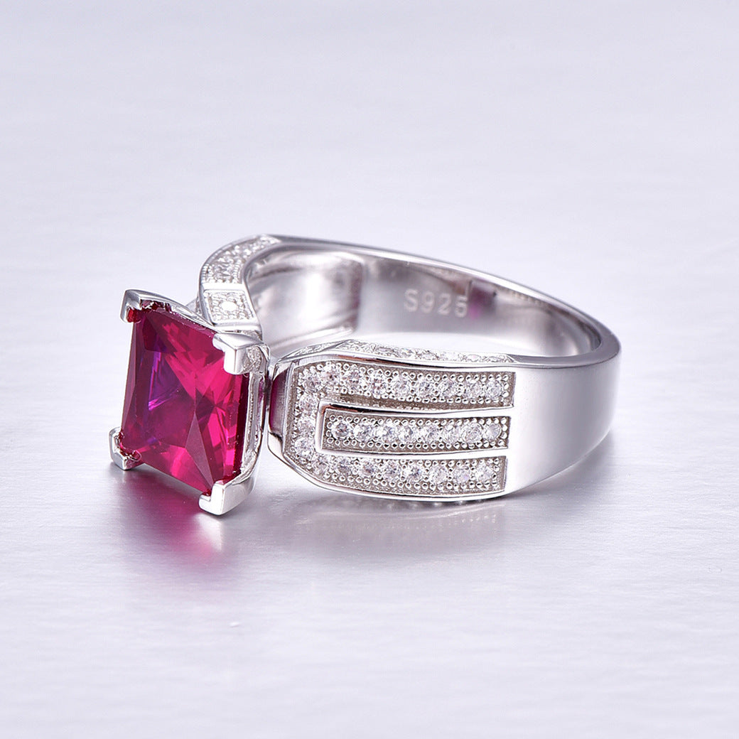 Pure Princess Cut Sterling Silver Ring-ZX-Juri Elle