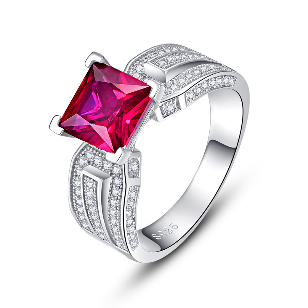 Pure Princess Cut Sterling Silver Ring-ZX-Juri Elle