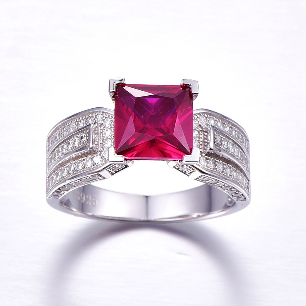 Pure Princess Cut Sterling Silver Ring-ZX-Juri Elle