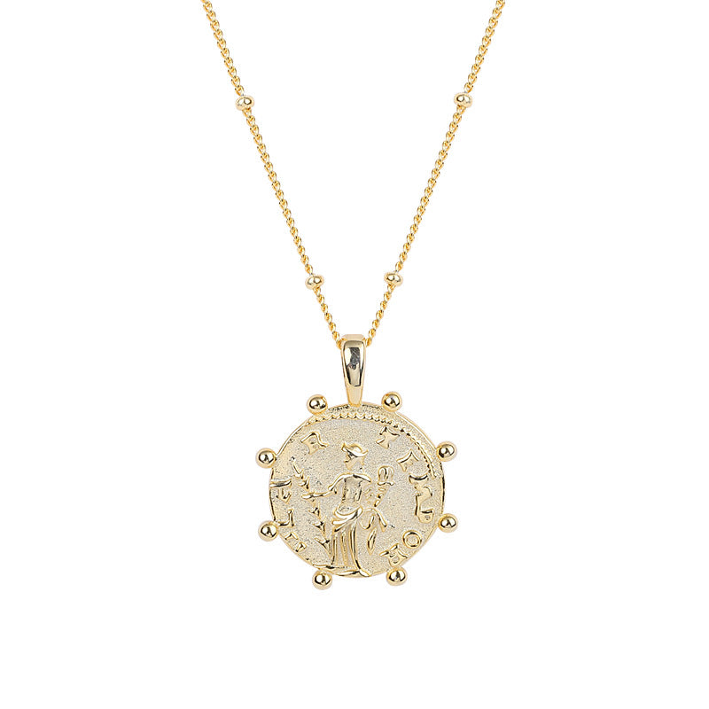 Godness Statue Sterling Silver Plated Gold Necklace