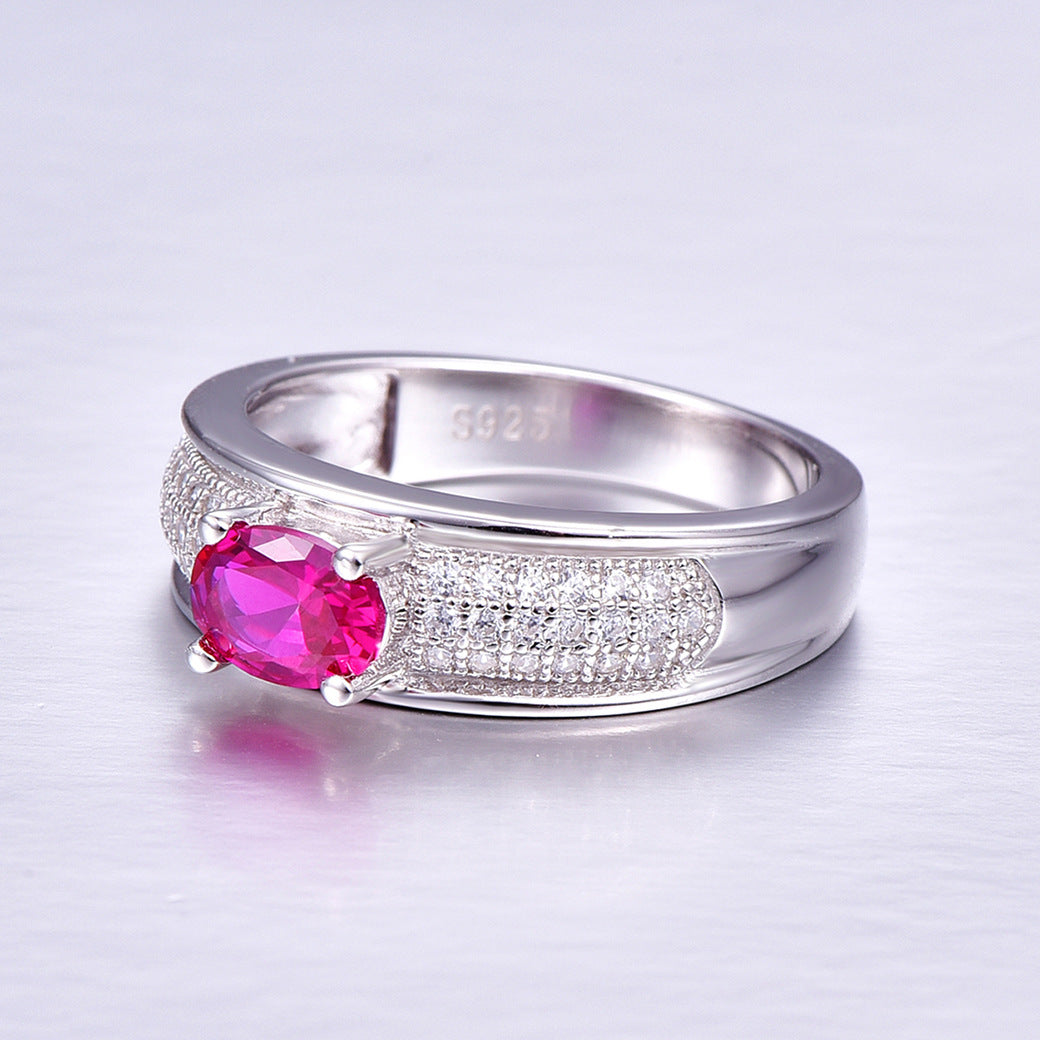 Gemstone Oval Cut Sterling Silver Ring-ZX-Juri Elle