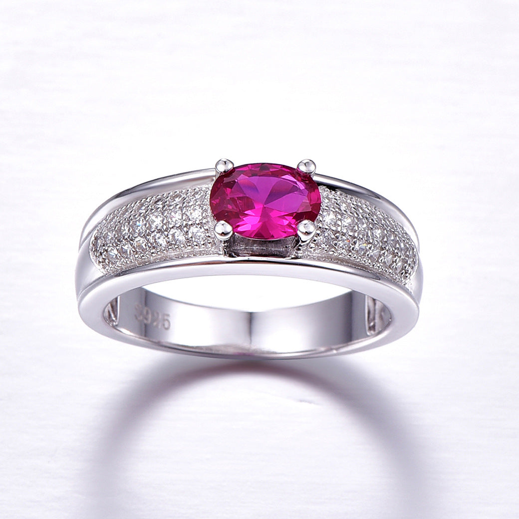 Gemstone Oval Cut Sterling Silver Ring-ZX-Juri Elle