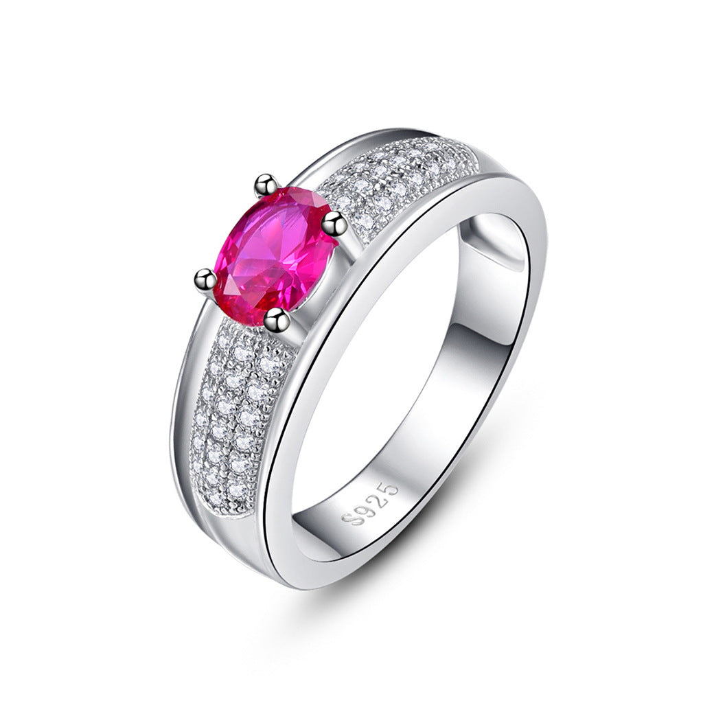 Gemstone Oval Cut Sterling Silver Ring-ZX-Juri Elle