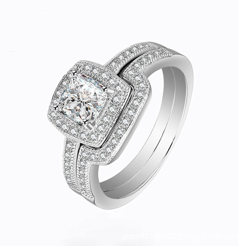 Hug Radiant Cut Sterling Silver Ring-TL-Juri Elle