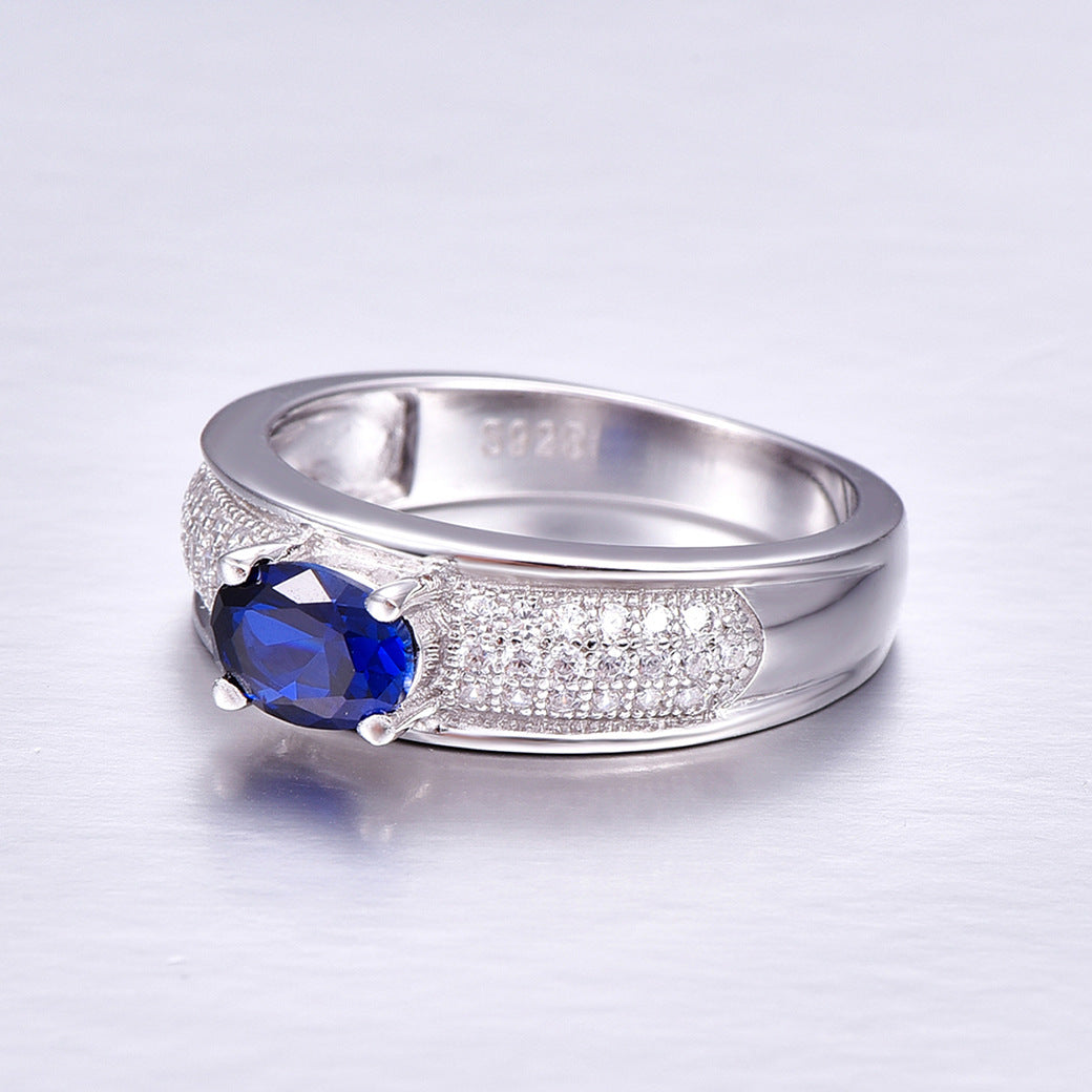 Gemstone Oval Cut Sterling Silver Ring-ZX-Juri Elle