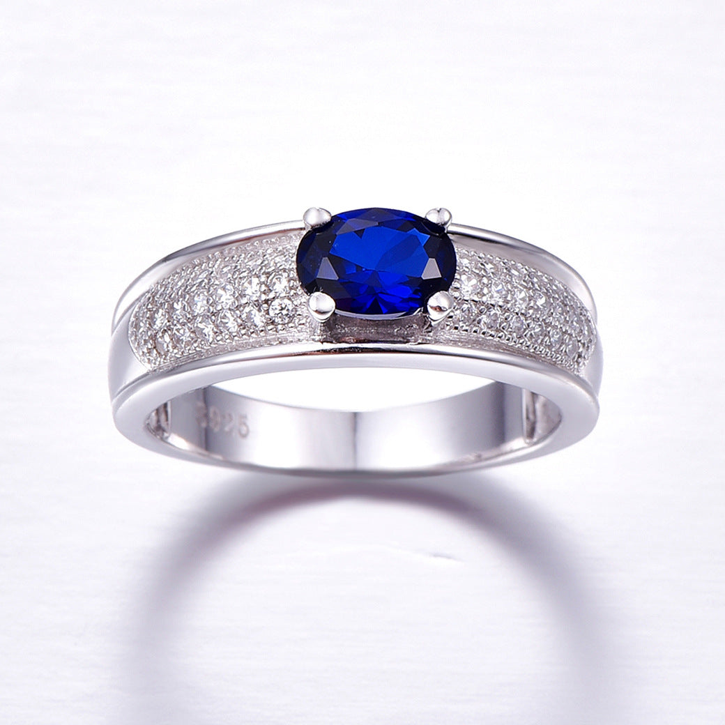 Gemstone Oval Cut Sterling Silver Ring-ZX-Juri Elle