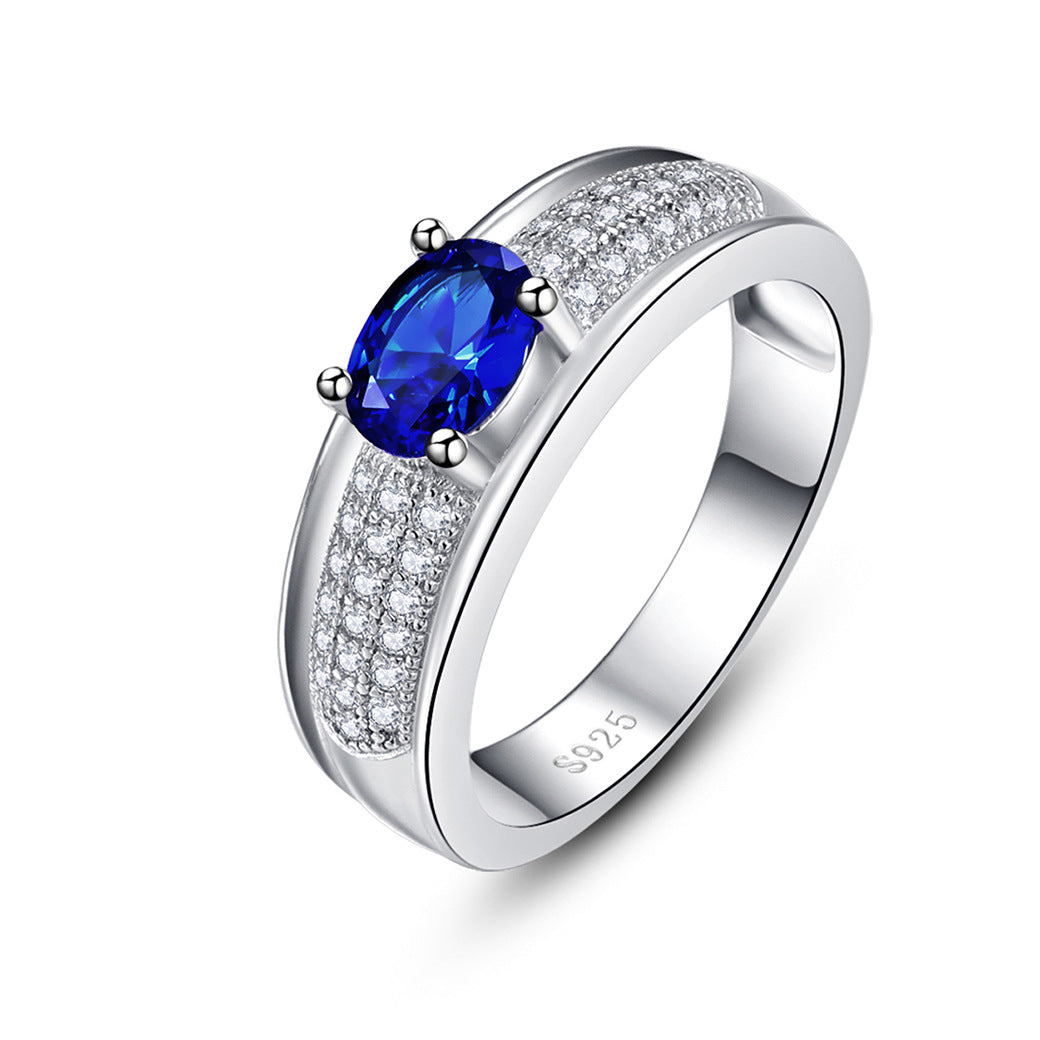 Gemstone Oval Cut Sterling Silver Ring-ZX-Juri Elle