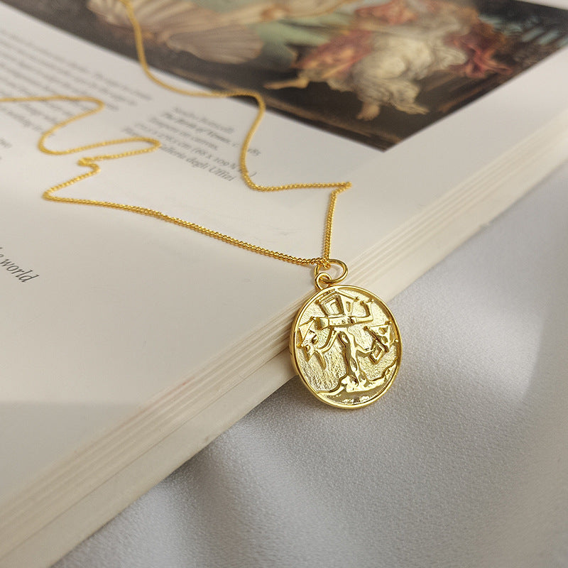 Embossed Eaves Tree Sterling Silver Plated Gold Necklace