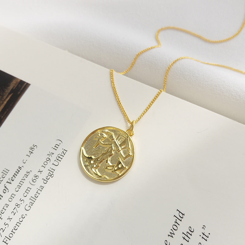 Embossed Eaves Tree Sterling Silver Plated Gold Necklace