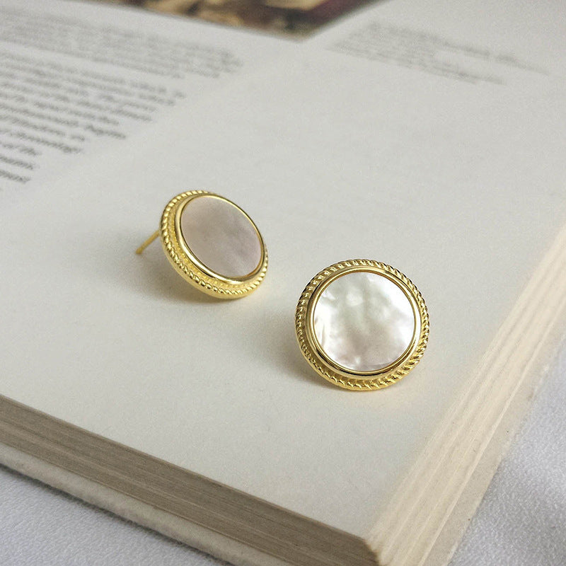 Sweet White Shell Sterling Silver Stud Earring