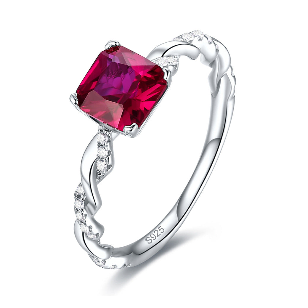 Shiny Princess Cut Sterling Silver Ring-ZX-Juri Elle