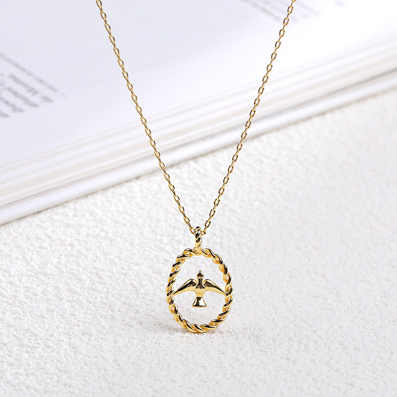 Golden Swallow Sterling Silver Plated Gold Necklace