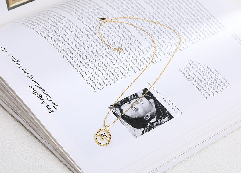 Golden Swallow Sterling Silver Plated Gold Necklace